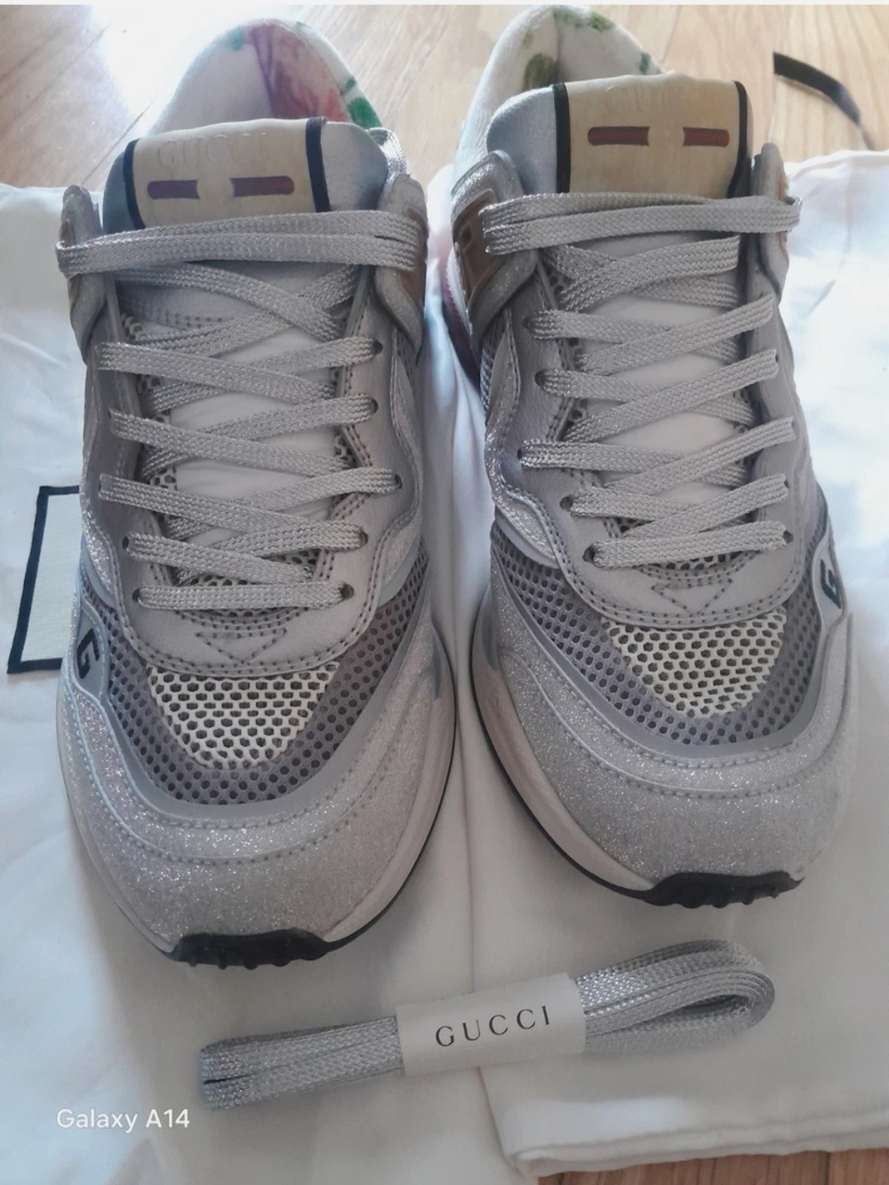 Gucci Silver Glitter & Mesh Women's Sneakers